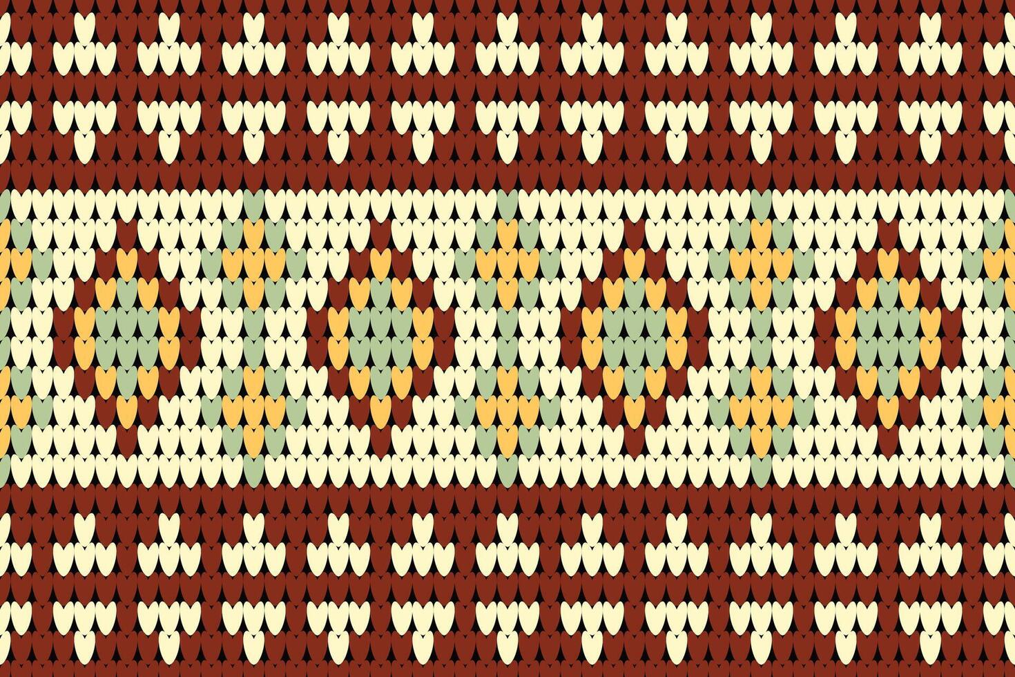 Red Winter Holiday Seamless Ikat Knitted Pattern, Stripes knitting texture geometric pattern, design for carpet, batik, fabric, crochet, knitted, sweater, knit embroidery style,clothing, wrapping vector