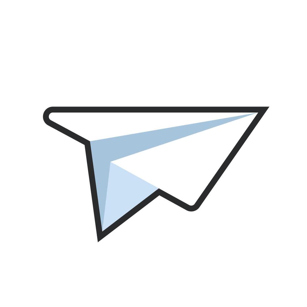 paper plane with outline in flat design. vector