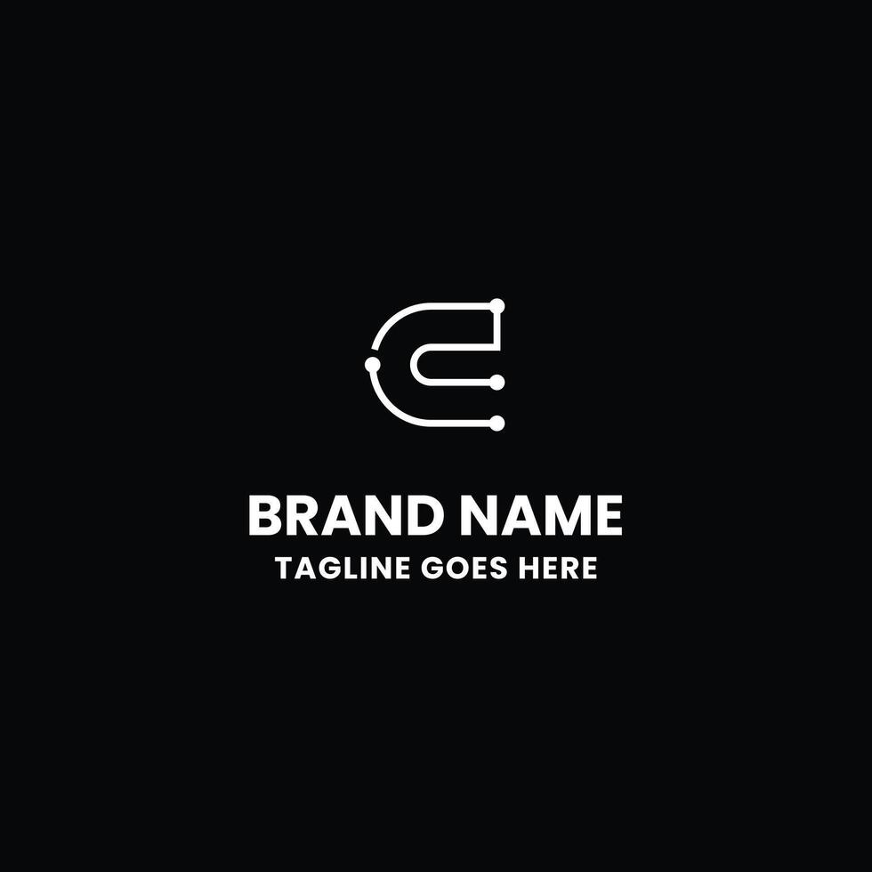 C Letter dot line logo vector