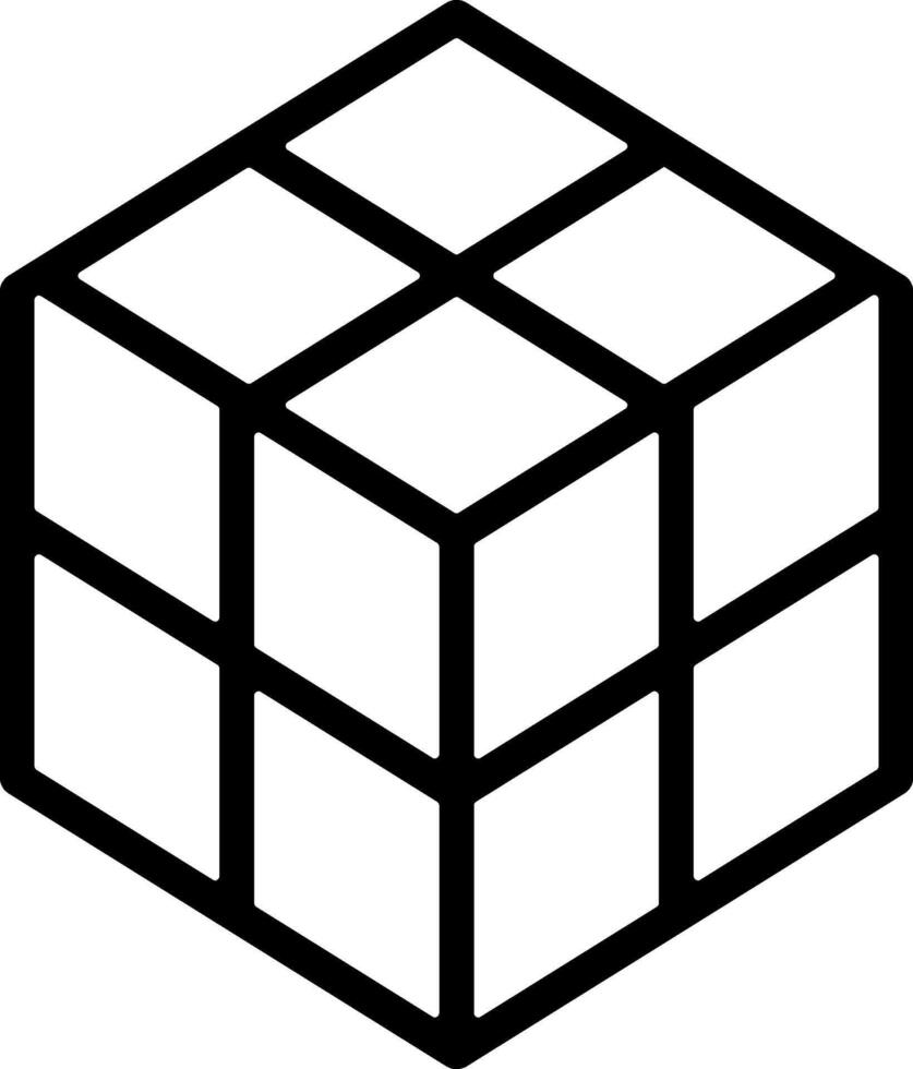 black outline rubik's cube or cube without background vector