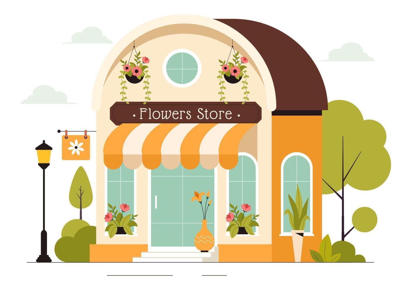 Creative Florist Arranging Flowers Illustration in a Flat Style Background vector