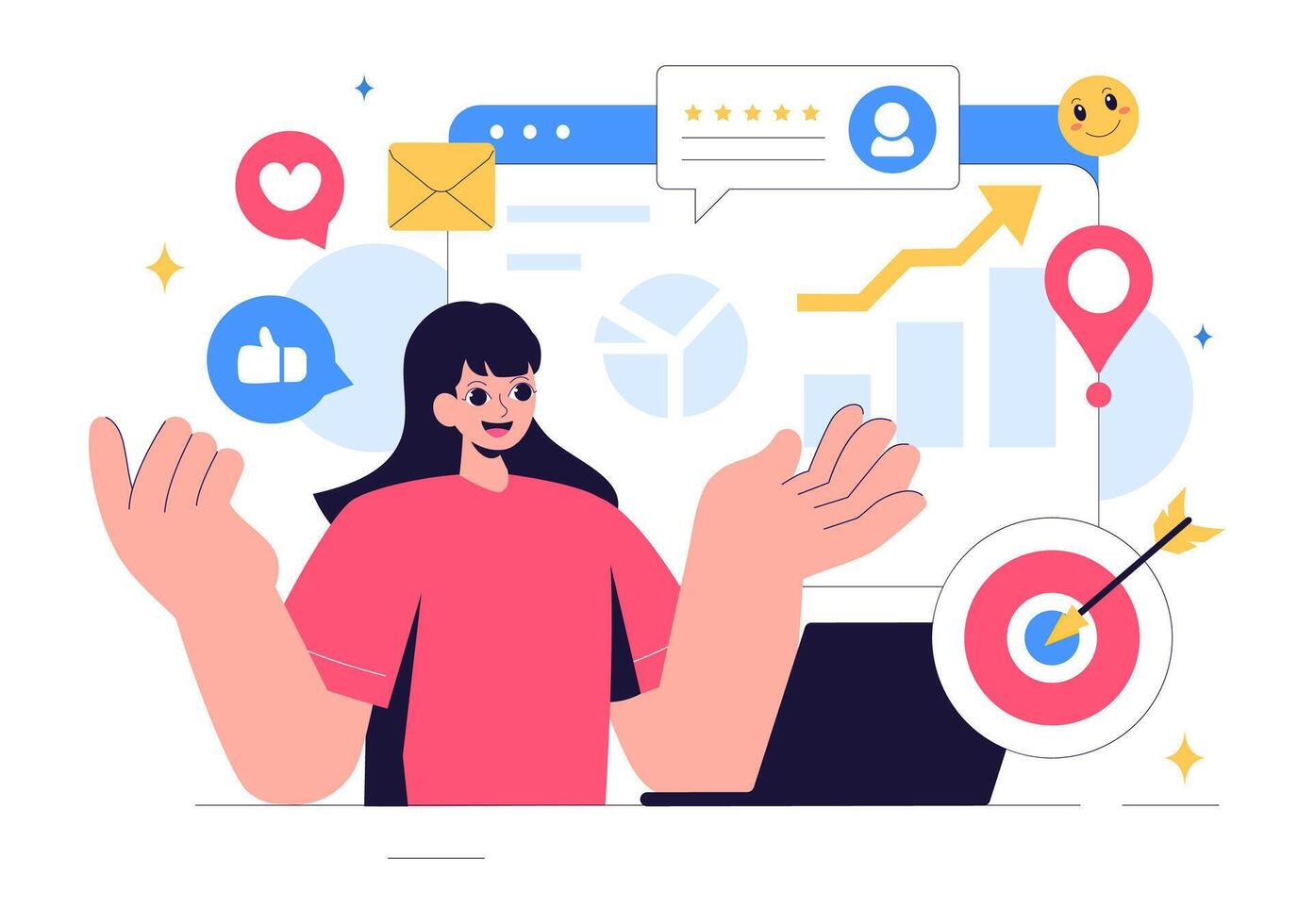 Brand Advertising and Reputation Management Illustration for Public Relations Success vector