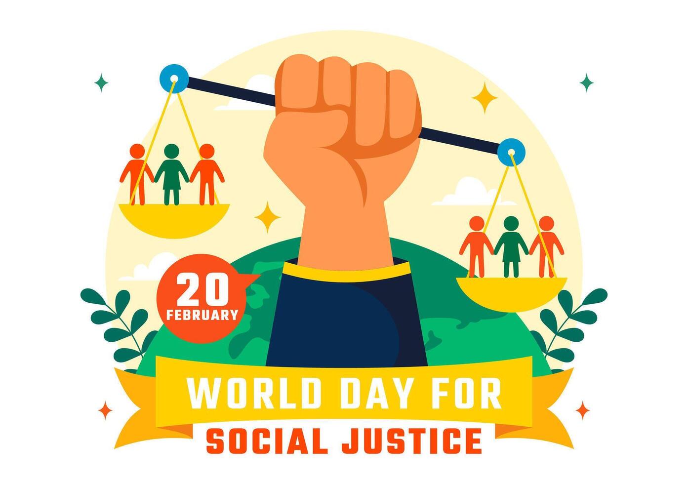 Flat Style Illustration of Social Justice Day with Equality Symbols vector