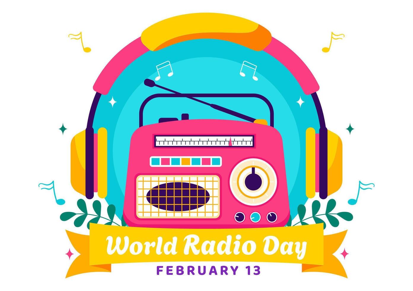 Celebrating World Radio Day Through a Flat Cartoon Style Design vector