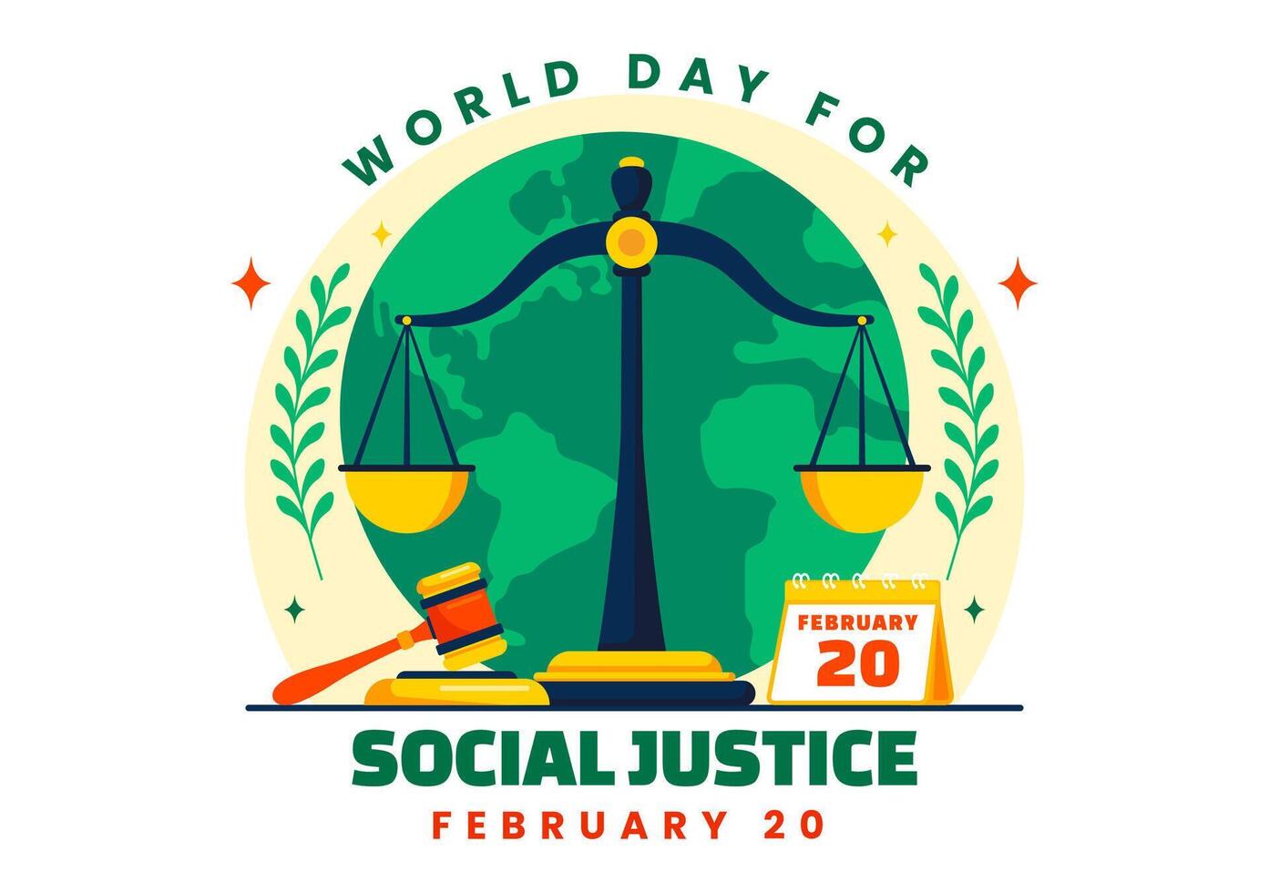 Design for Social Justice Day Highlighting Scales and Legal Protection vector
