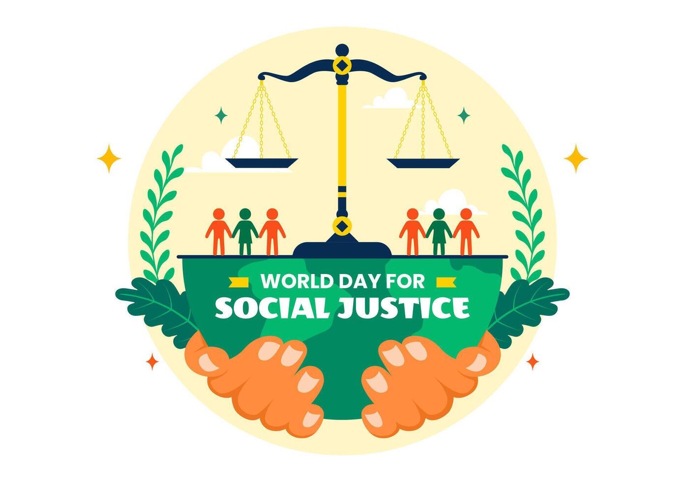 Justice and Equality Illustration with Scales and Gavel for Awareness Day vector