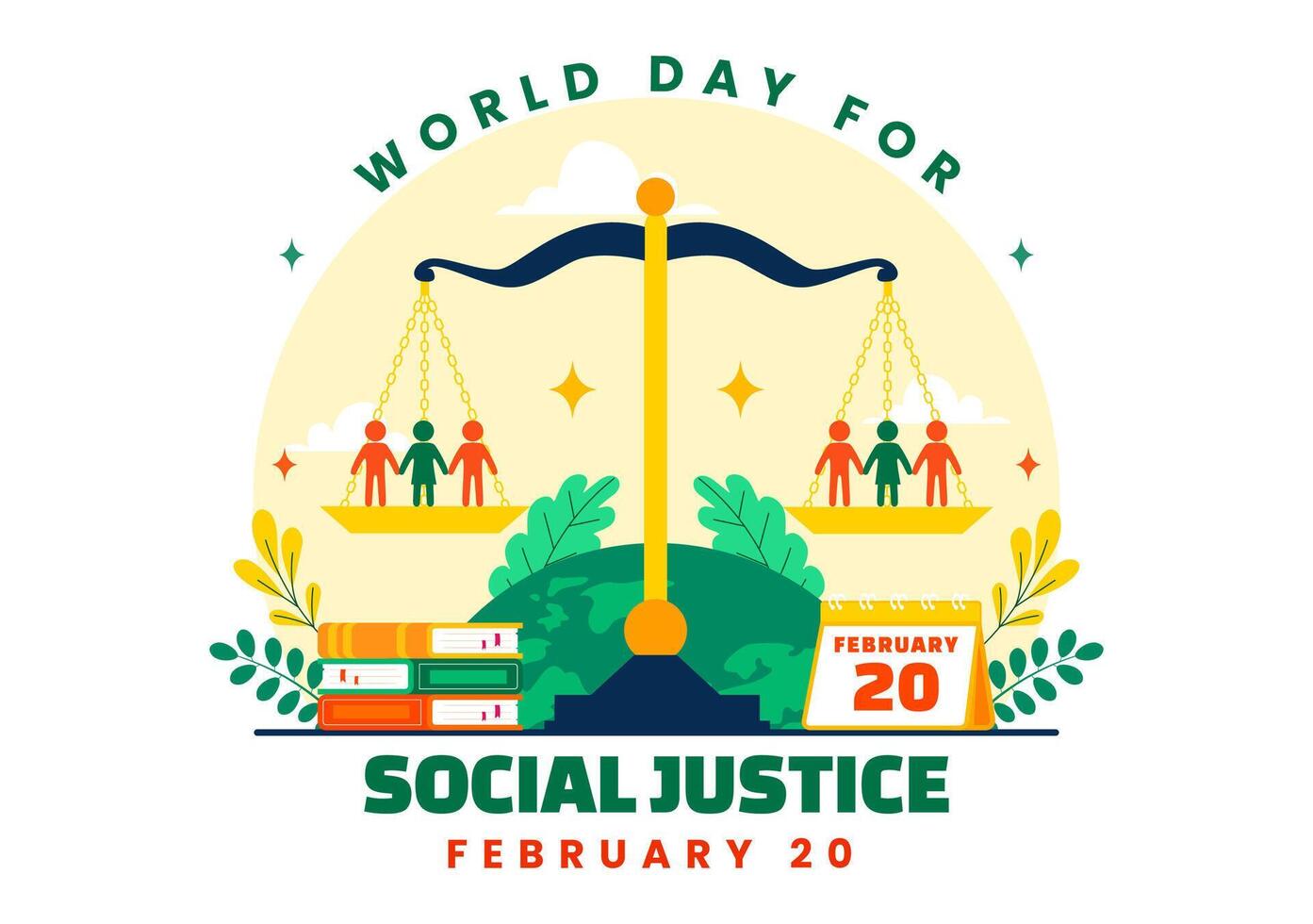 Equality and Justice Day Illustration with Symbols of Fairness in Flat Cartoon Style vector