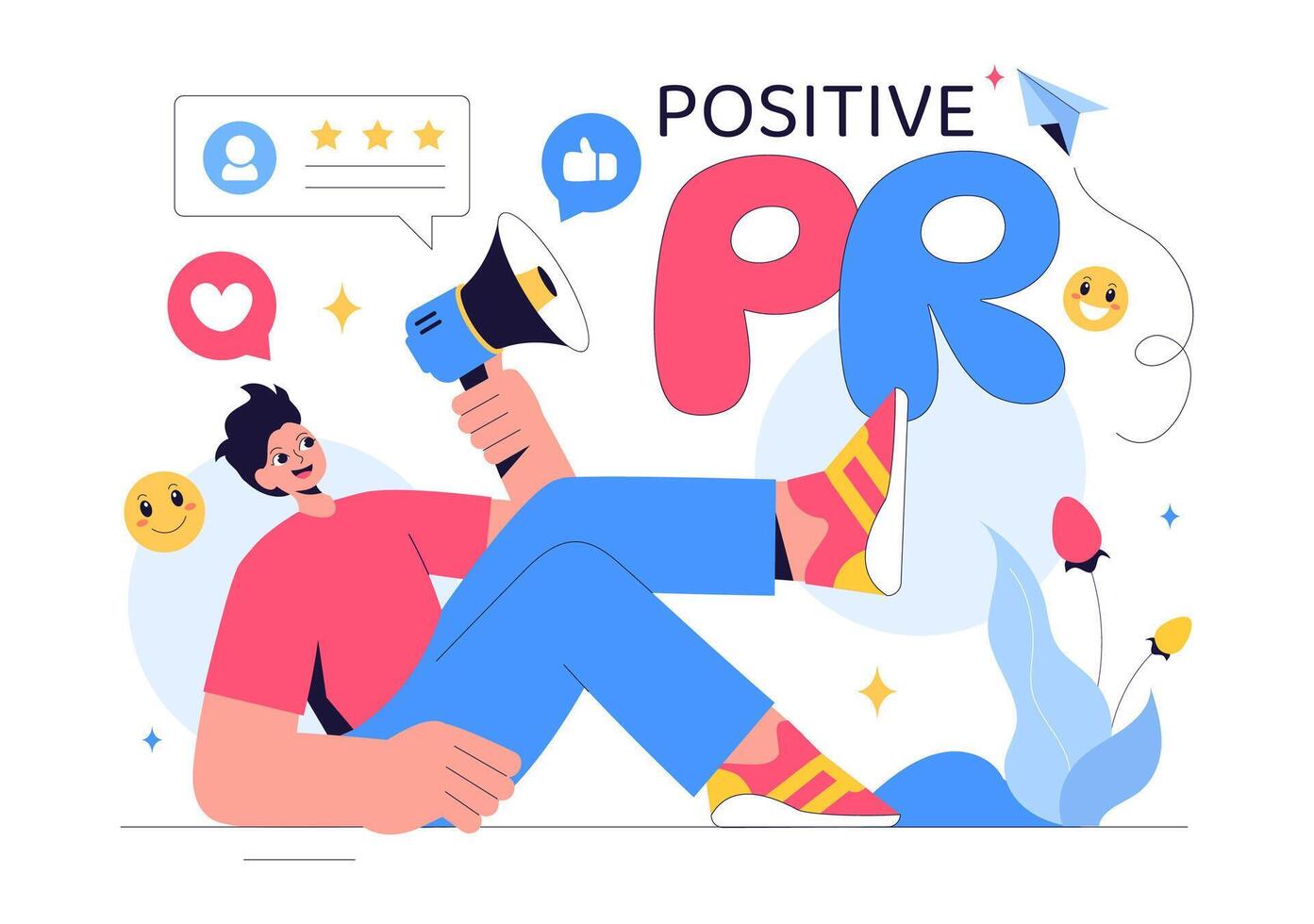 Modern Public Relations Illustration with Brand Promotion and Feedback in Marketing vector