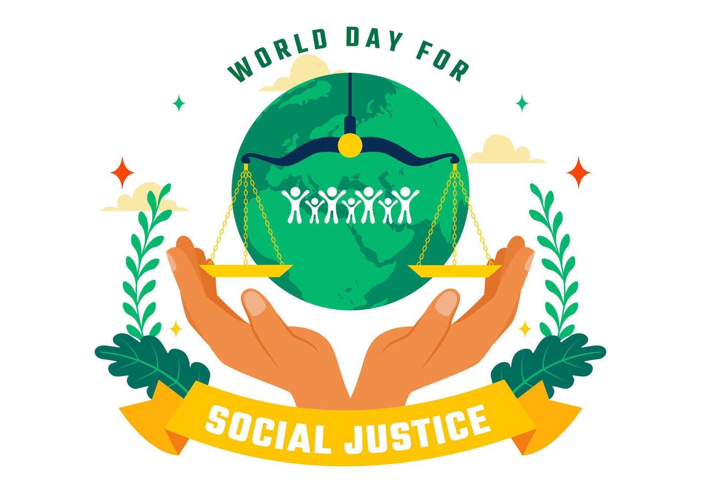 Justice and Fairness Day with Legal Symbols in a Modern Cartoon Design vector