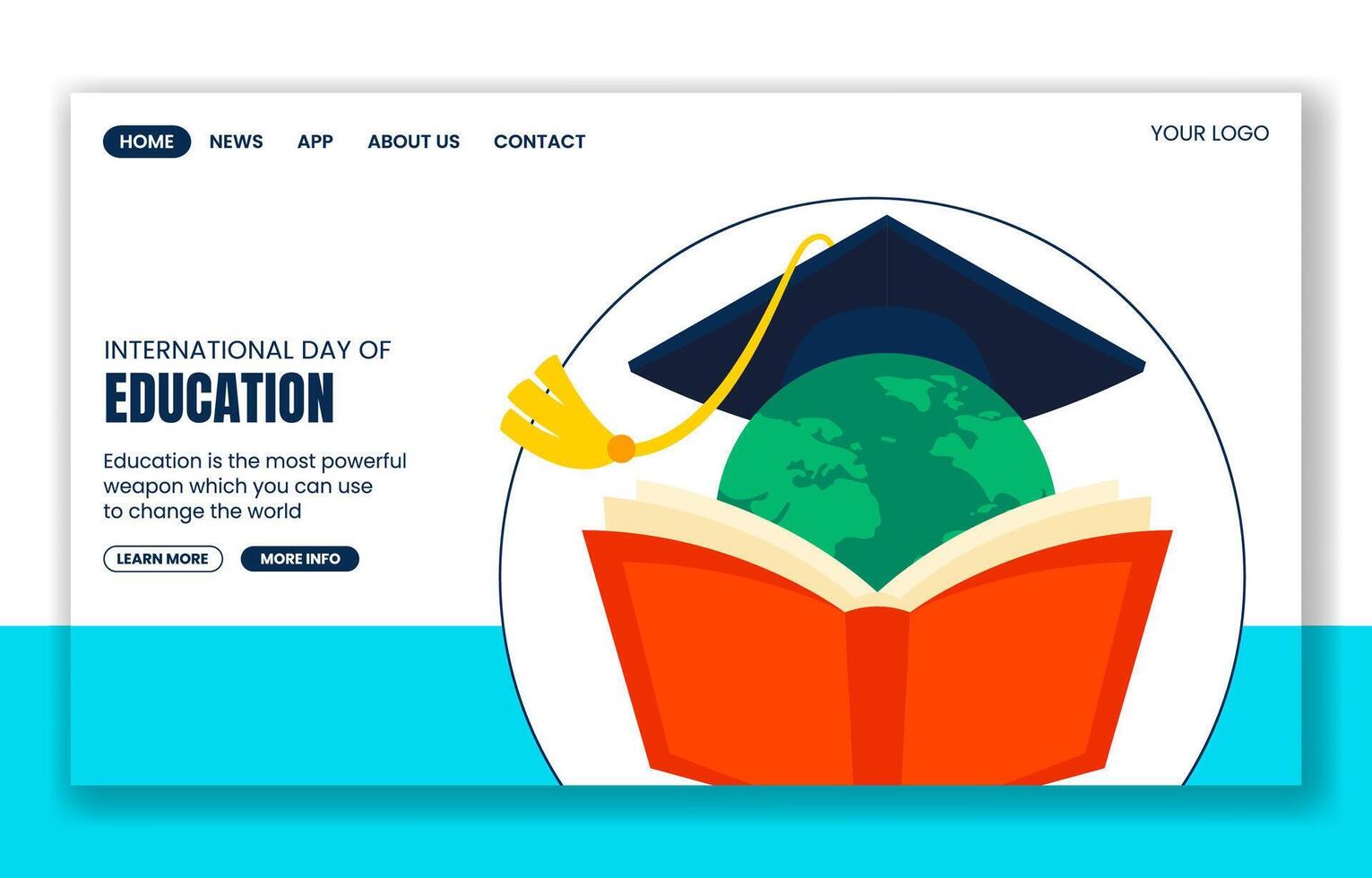 International Education Day Social Media Landing Page Graphic with Flat Hand-Drawn Design vector