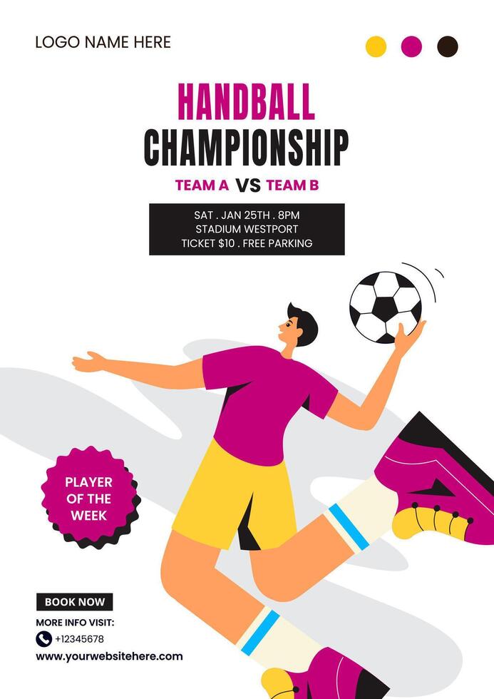Flat Cartoon Handball Background for Social Media Flyer Template Design vector
