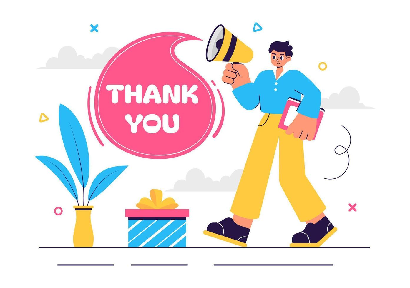 Cartoon Style Thank You with an Envelope for Posters and Digital Media vector