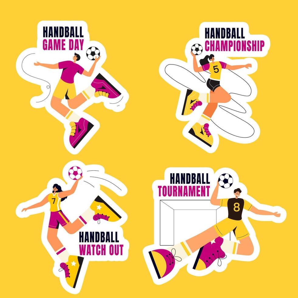 Flat Style Handball Player Social Media Label Background Illustration vector