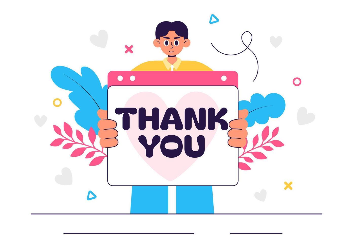 Flat Style Thank You Design with a Letter in an Envelope for Web Banners vector