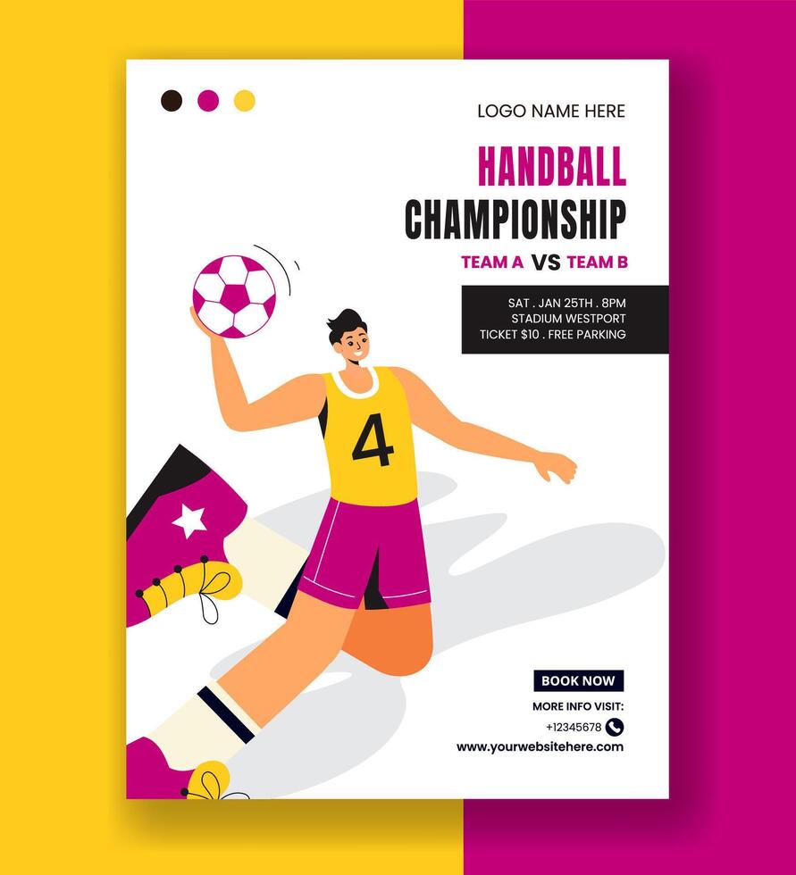 Handball Sports Design for Vertical Poster with Cartoon Background vector