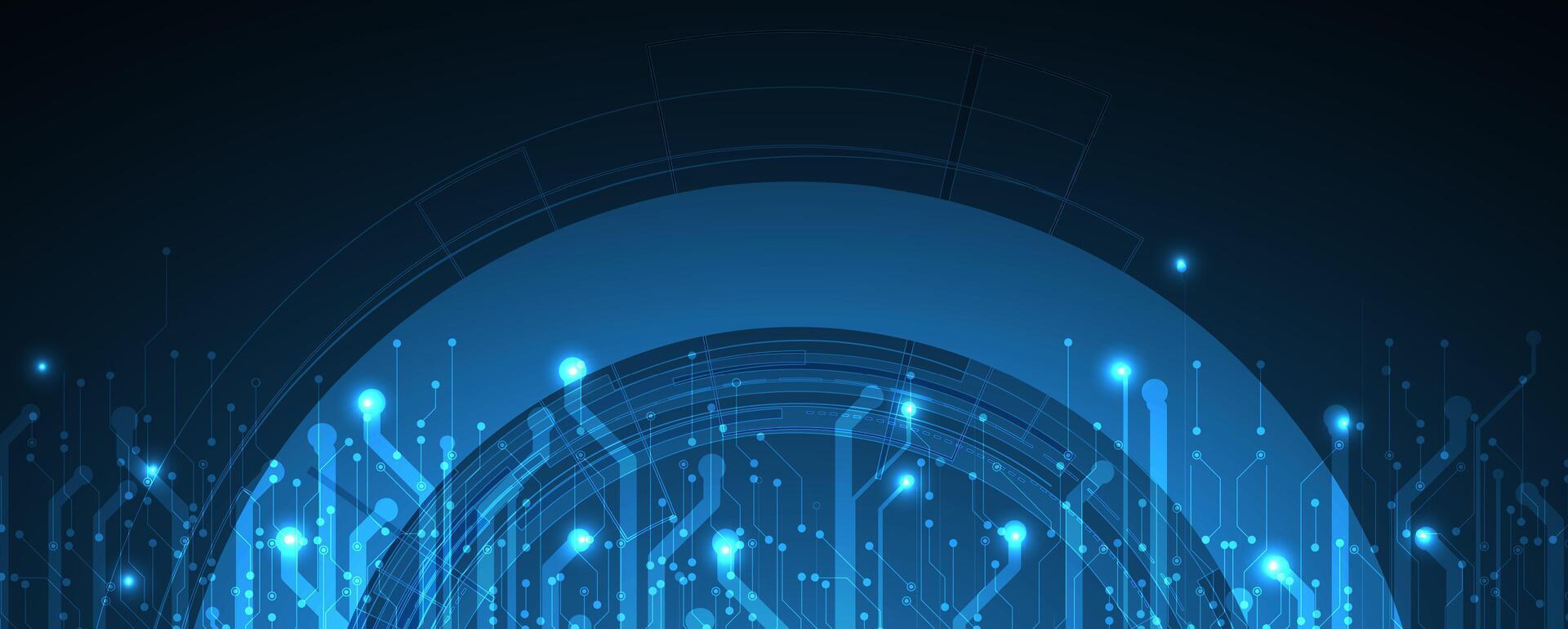 Abstract blue technology background with glowing lines vector