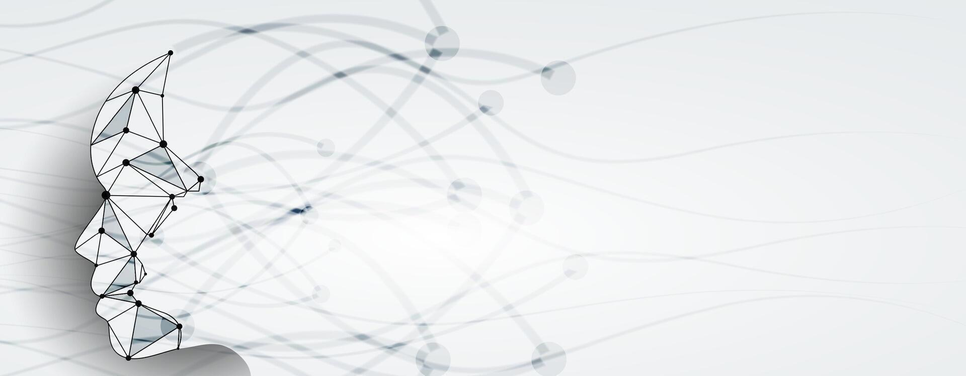 Abstract head of a man with a line of dots and lines vector