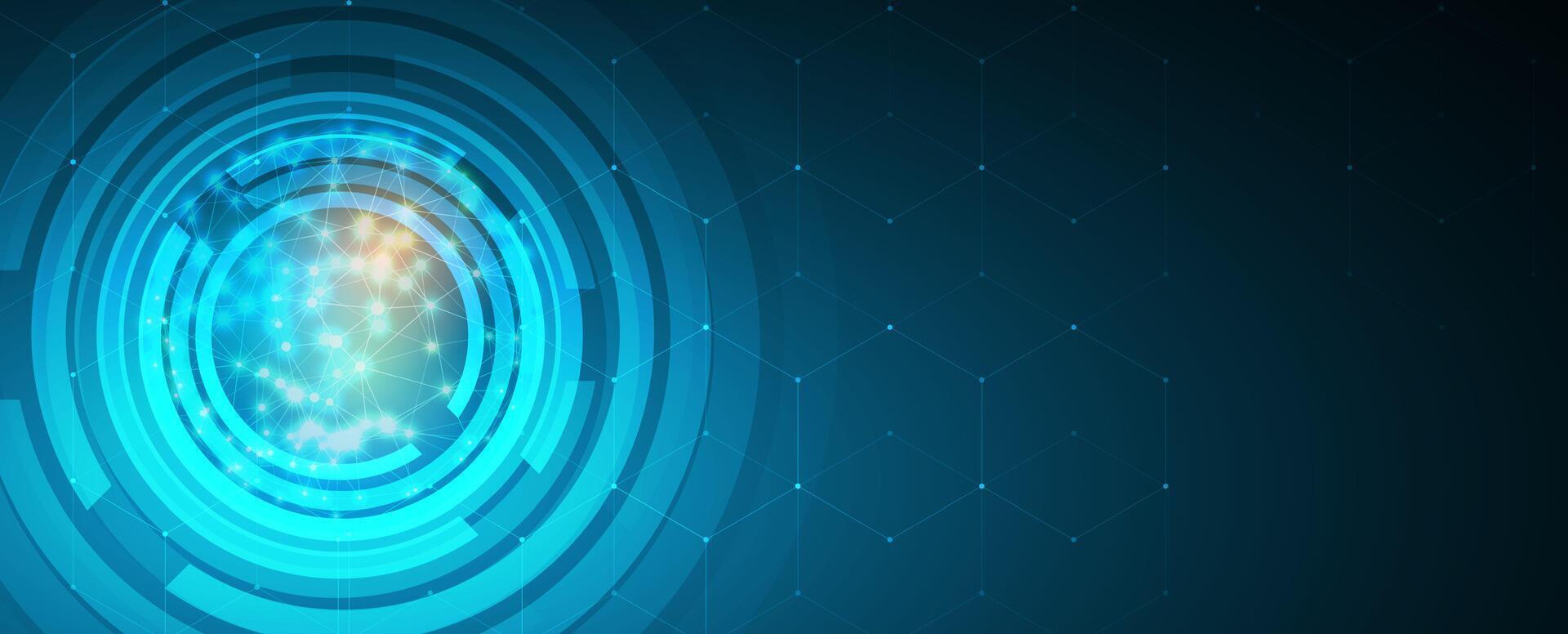 a futuristic blue background with a glowing circle vector