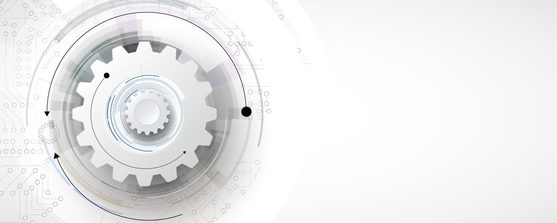 a white background with a gear wheel on it vector