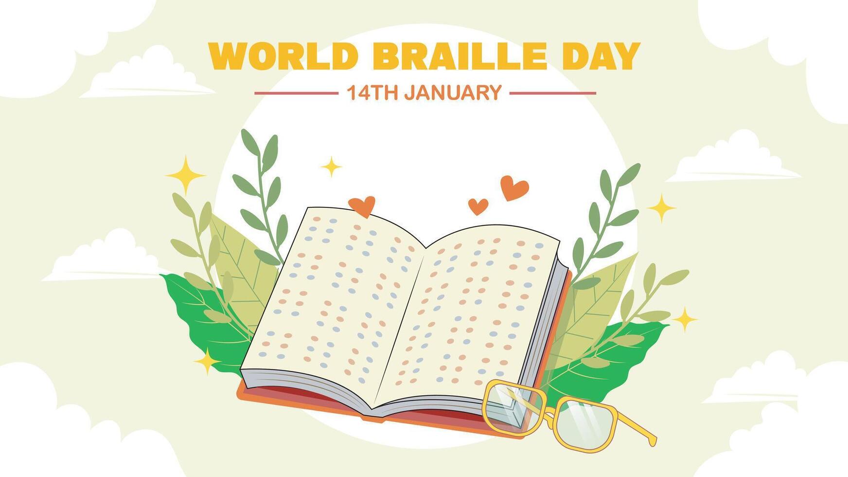 World Braille Day on January 4th. open book with Braille letters concept vector
