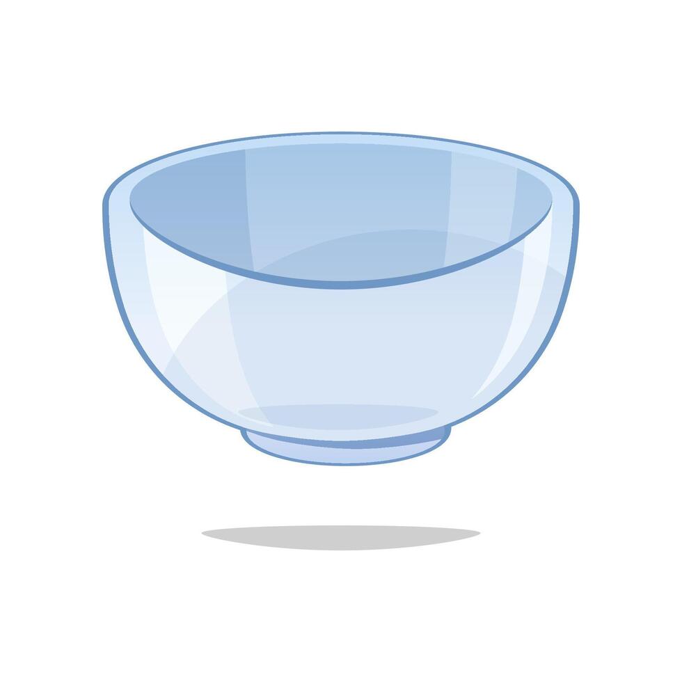 Empty glass bowl isolated on white background. vector
