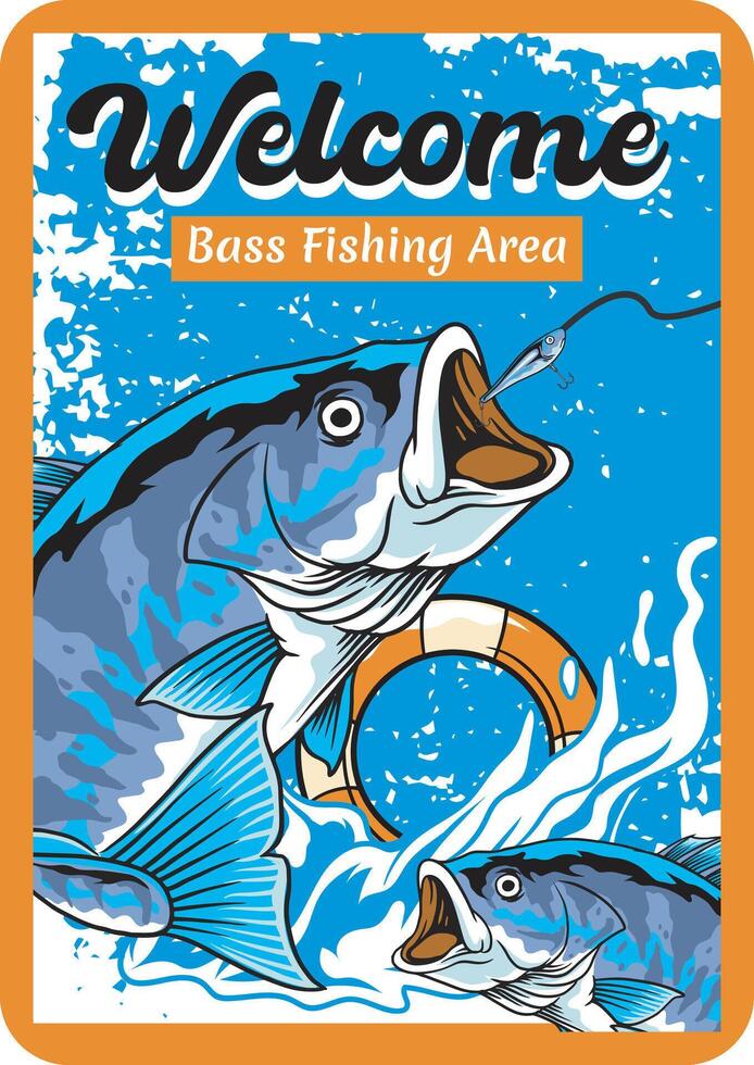 Big Bass Tuna Fish Fishing Bait Jump Out From Water Splash Illustration vector