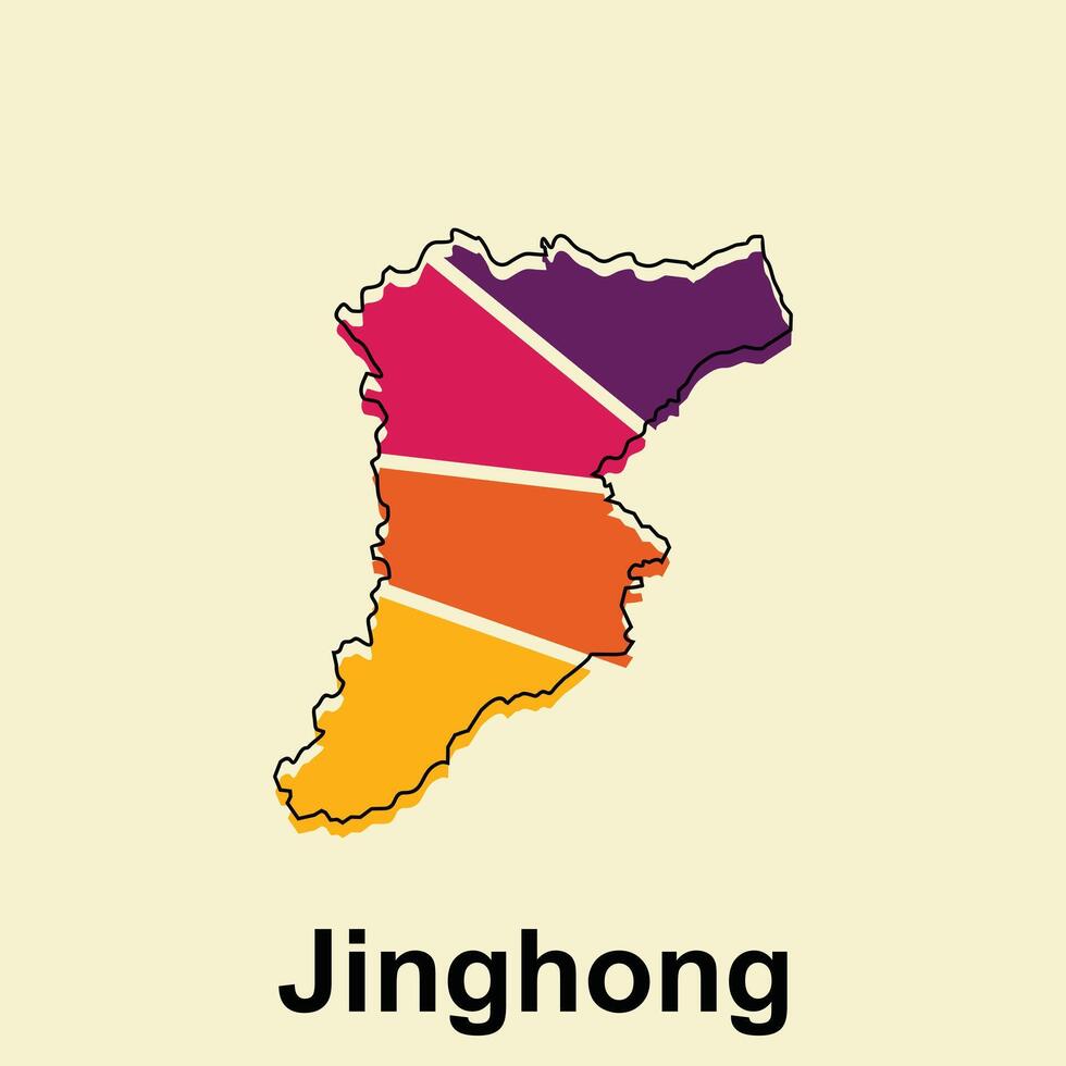 Jinghong City map design, World Map International template with outline graphic sketch style for your company vector