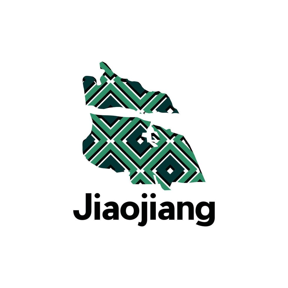 Map of Jiaojiang modern geometric illustration, map of China Country design template vector