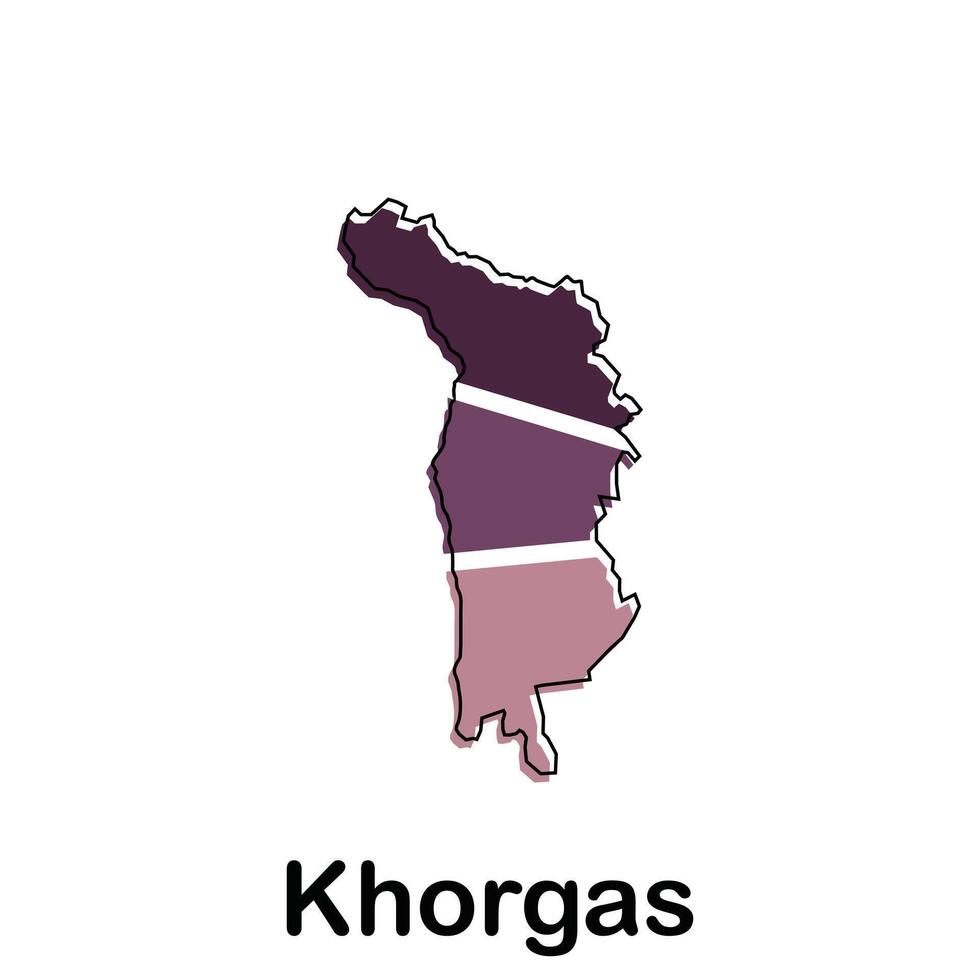 Khorgas City map design, World Map International template with outline graphic sketch style for your company vector