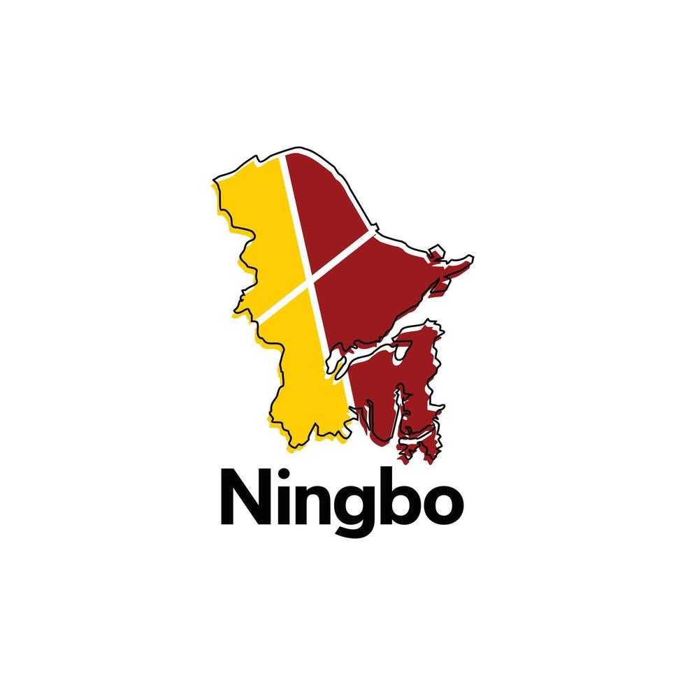 Map of Ningbo modern geometric illustration, map of China Country design template vector