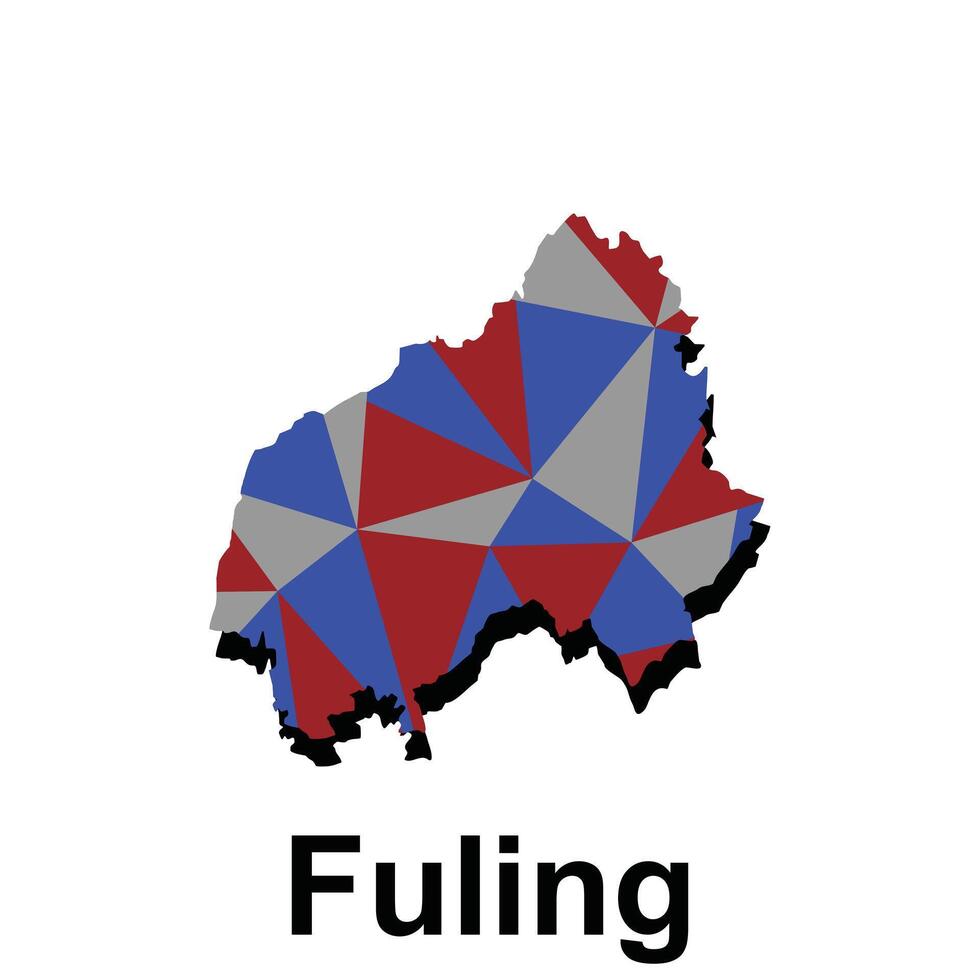Map of Fuling colorful modern polygon geometric design, element graphic illustration template vector