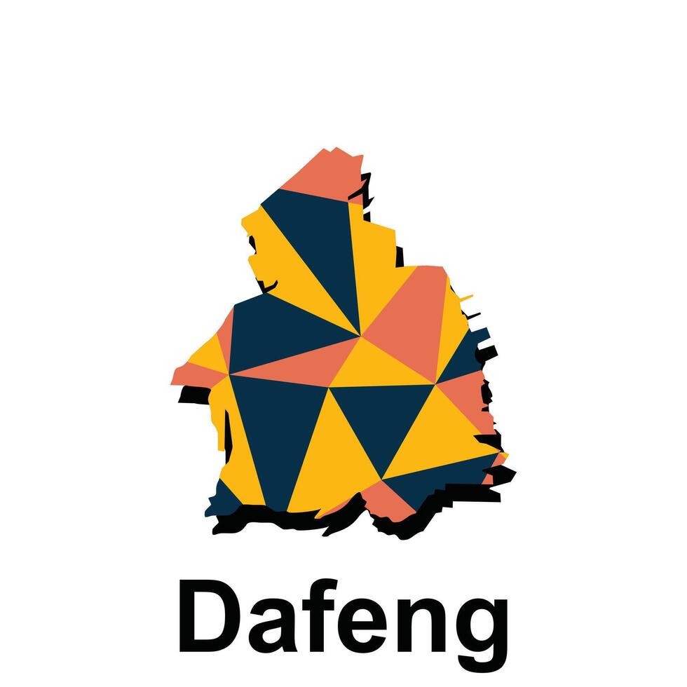 Map of Dafeng colorful modern polygon geometric design, element graphic illustration template vector