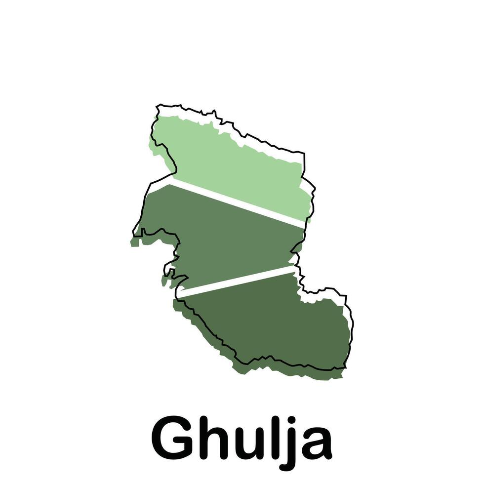 Map of Ghulja City Modern Simple Geometric, illustration design template vector