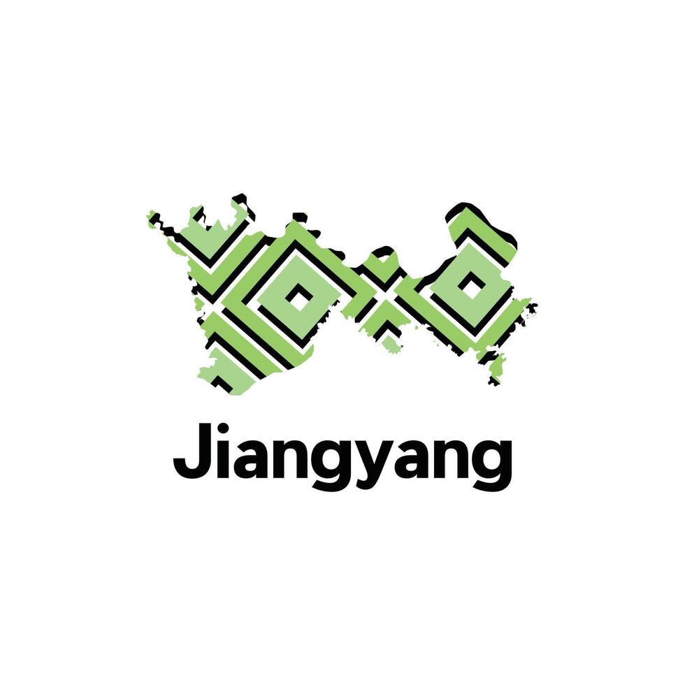 Map of Jiangyang modern geometric illustration, map of China Country design template vector