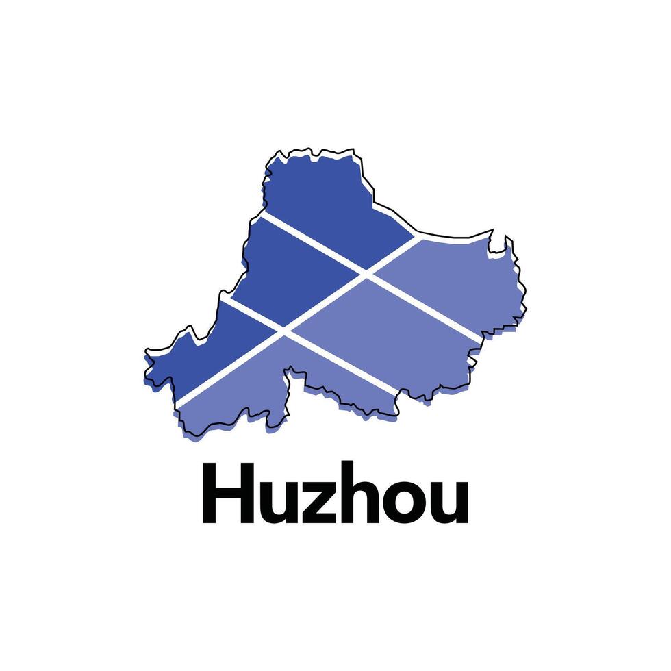 Map of Huzhou modern geometric illustration, map of China Country design template vector