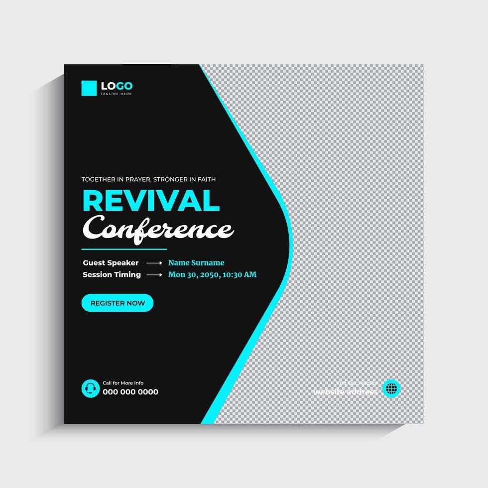 Creative Revival Conference service social media post vector