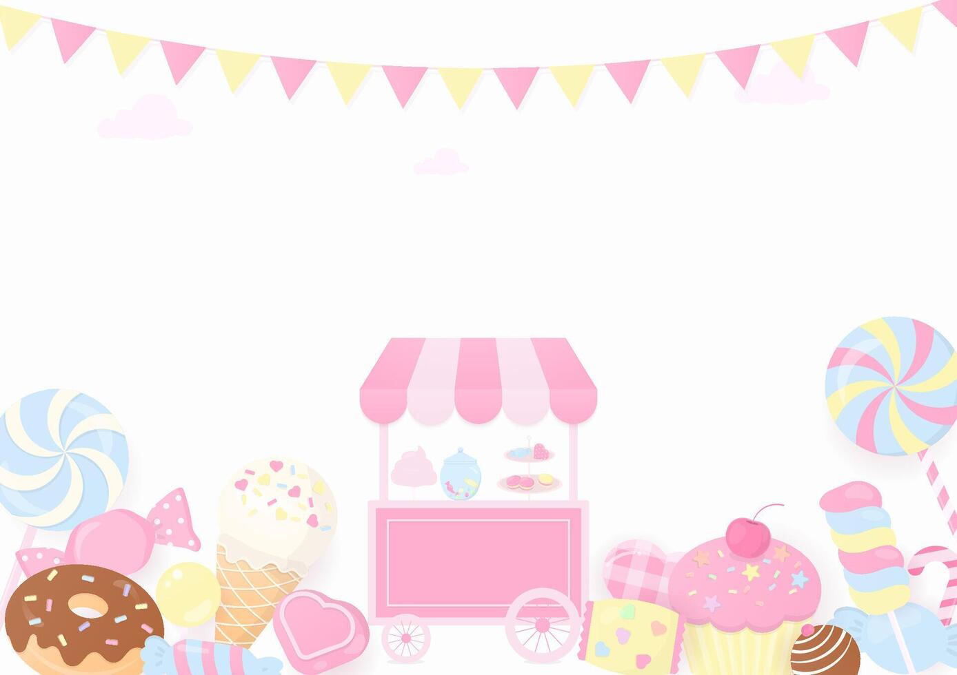 Cute bakery shop with candy background vector