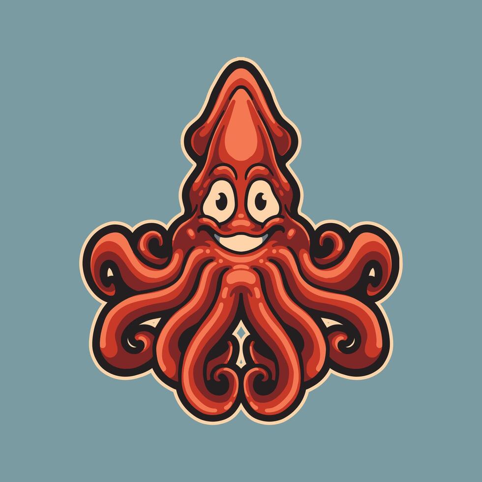 Octopus squid cartoon illustration vector