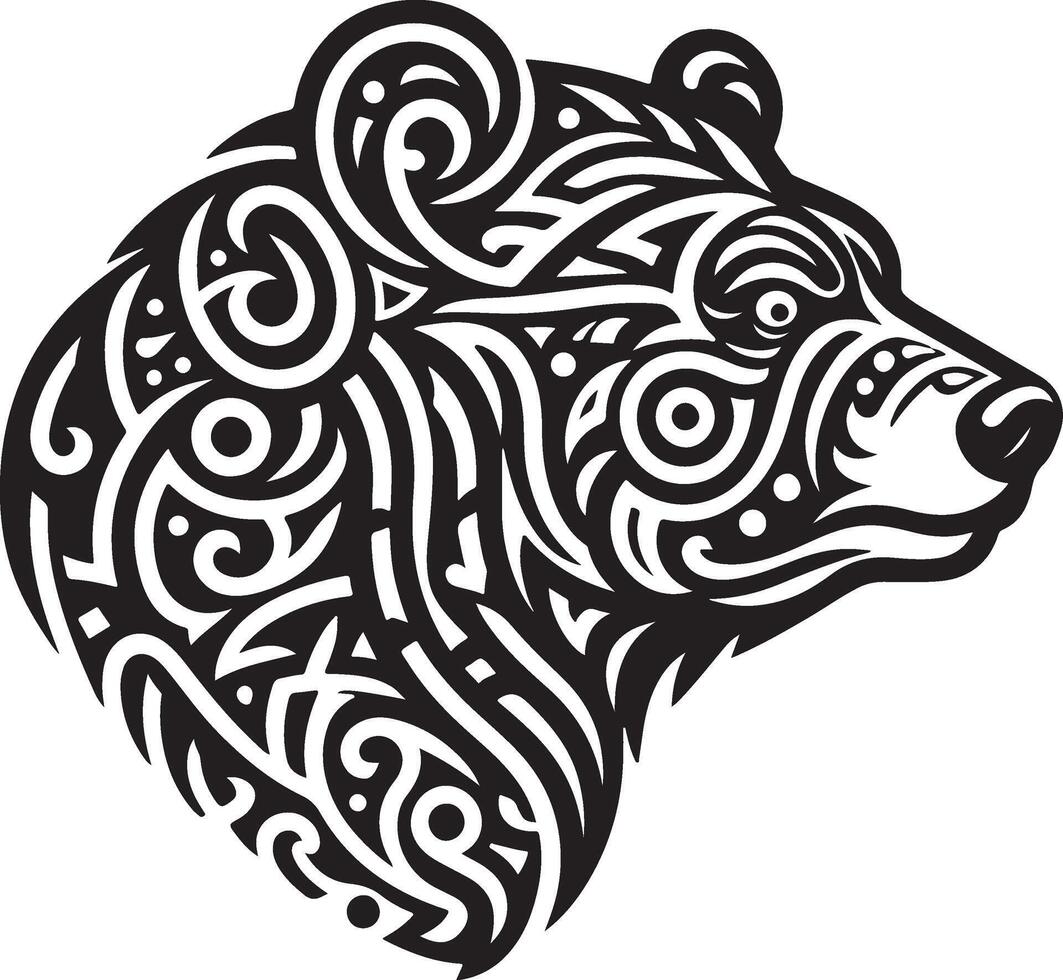 a dog head with tribal patterns on it vector