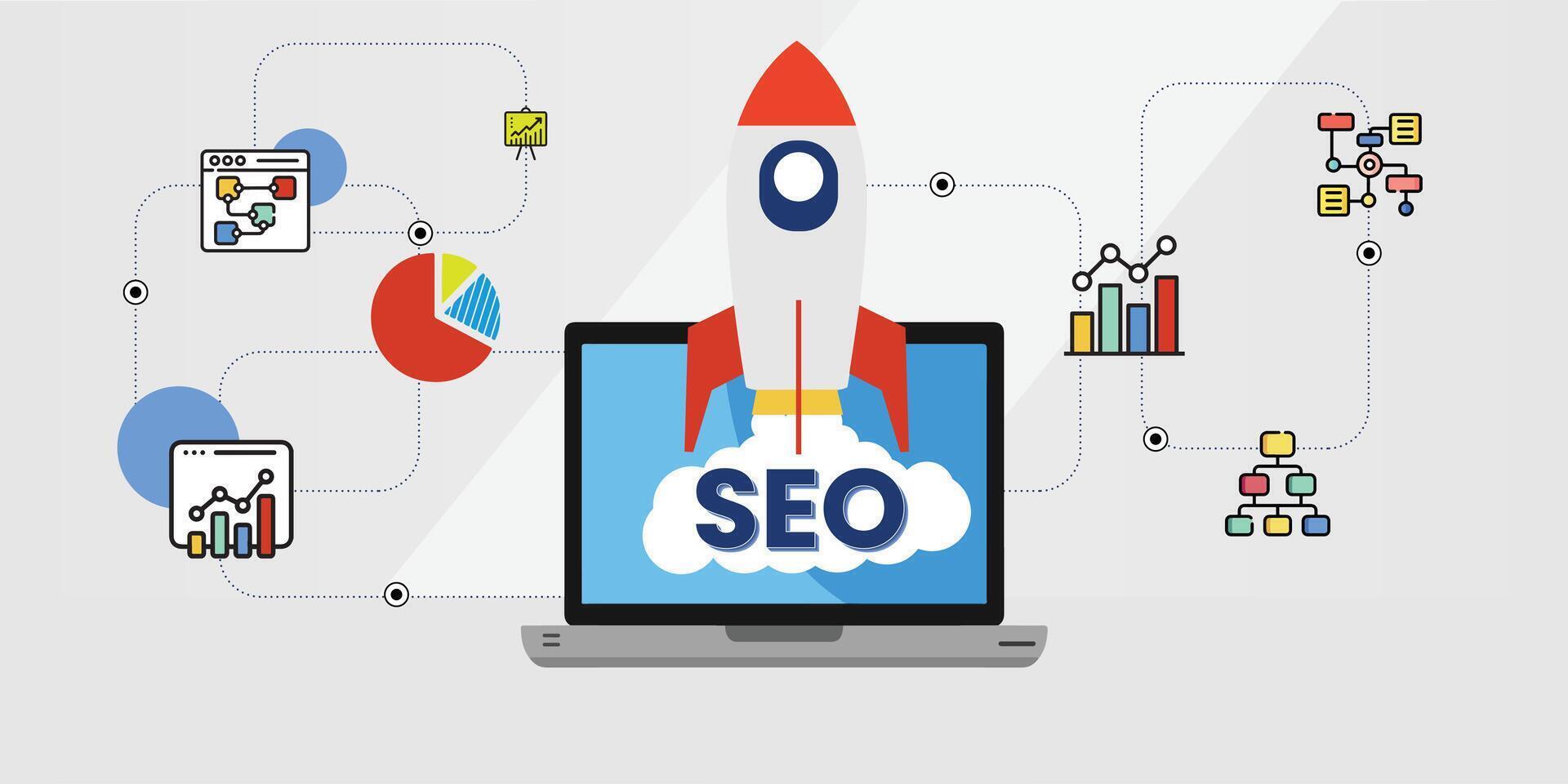 SEO Rocket Launch Computer Concept vector