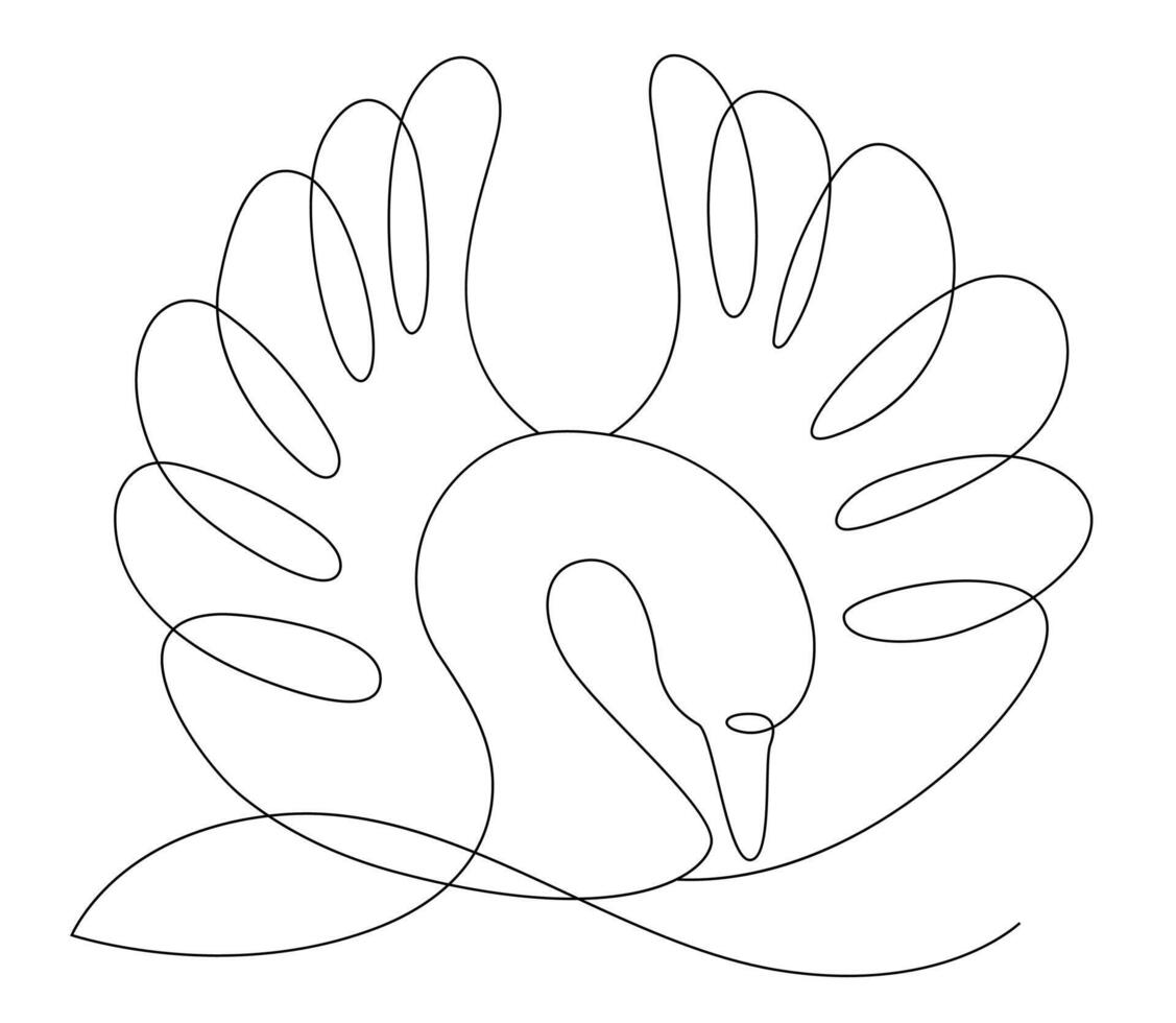 Swan in water line, continuous one line drawing of mute swan, continuous line drawing of a swan gliding on water vector