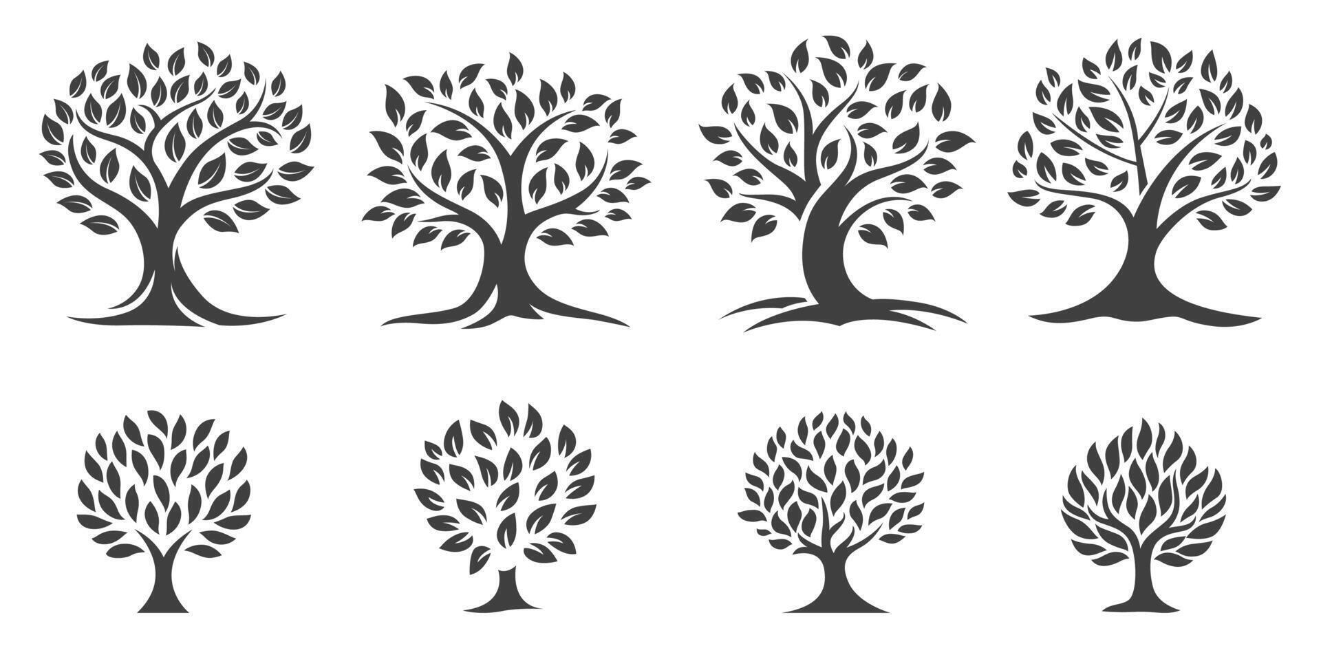 Tree logo vintage nature symbol. Simple flat forest flora vector