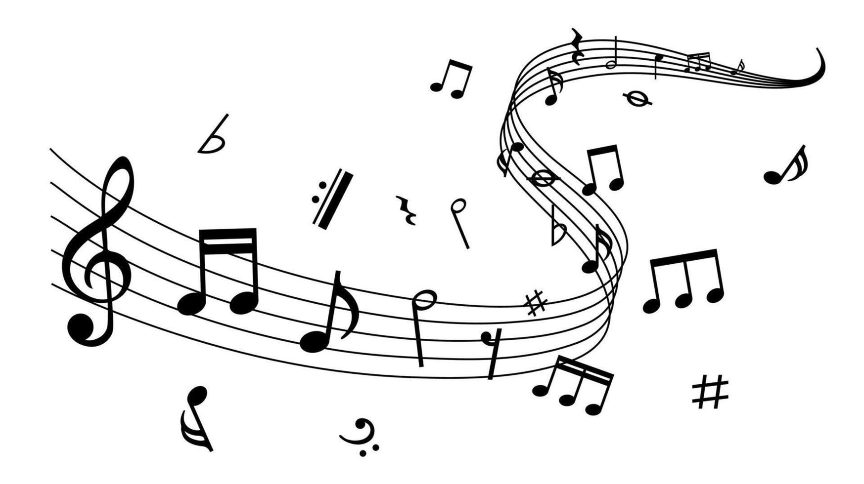 sheet music, musical notes melody, musical key signs, treble clef notes vector
