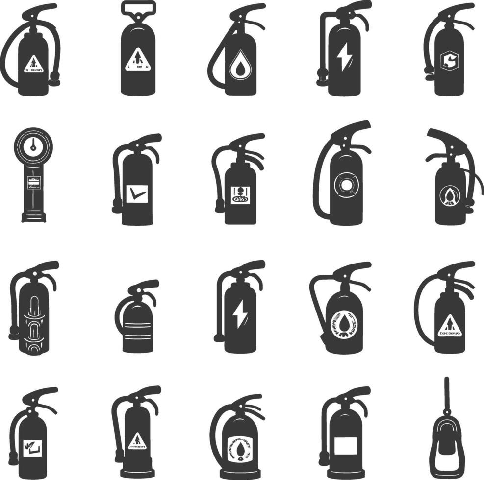 A Collection Of 20 Different Types Of Fire Extinguishers vector