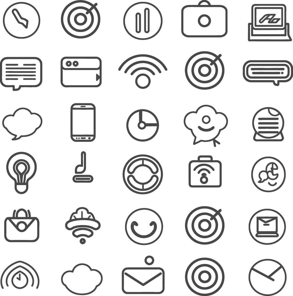 A Collection Of 30 Line Icons For Web And Mobile Applications vector