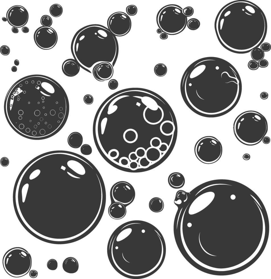 A Collection Of Black And White Bubbles Of Varying Sizes vector
