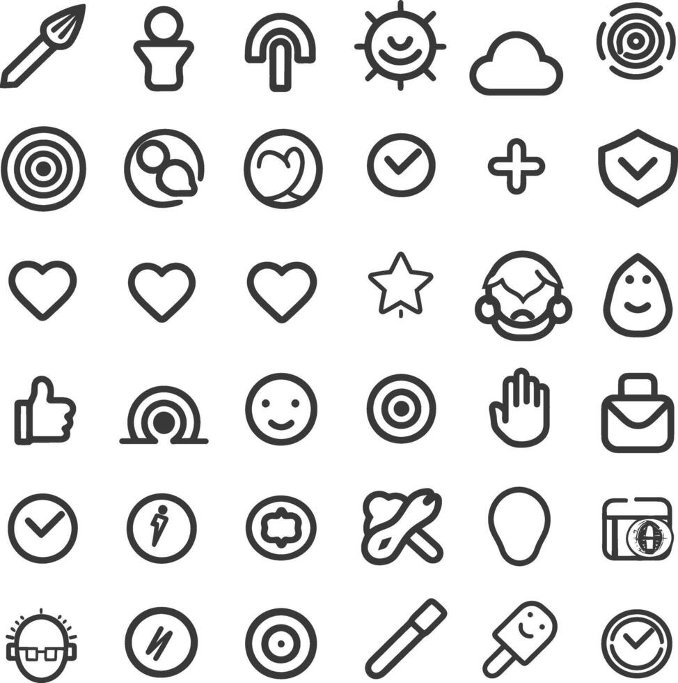 A Collection Of 48 Line Art Icons vector