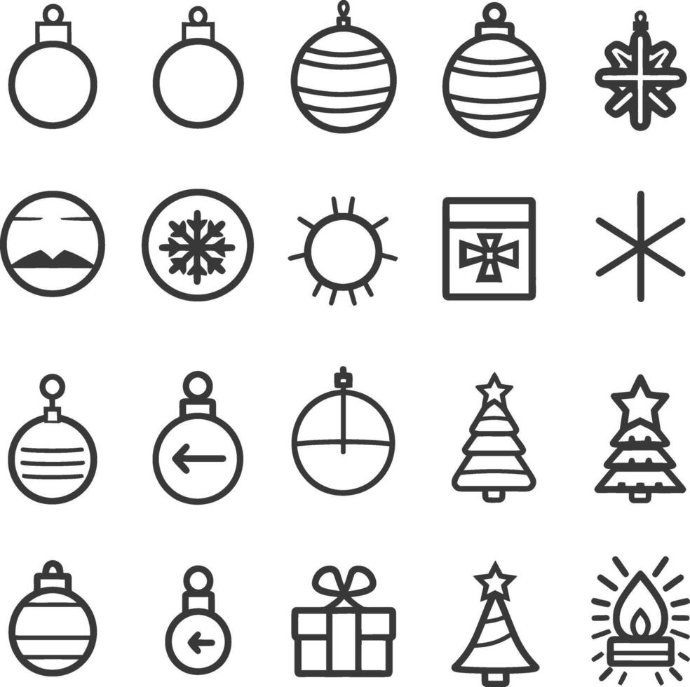 A Collection Of 18 Christmas Themed Line Icons vector