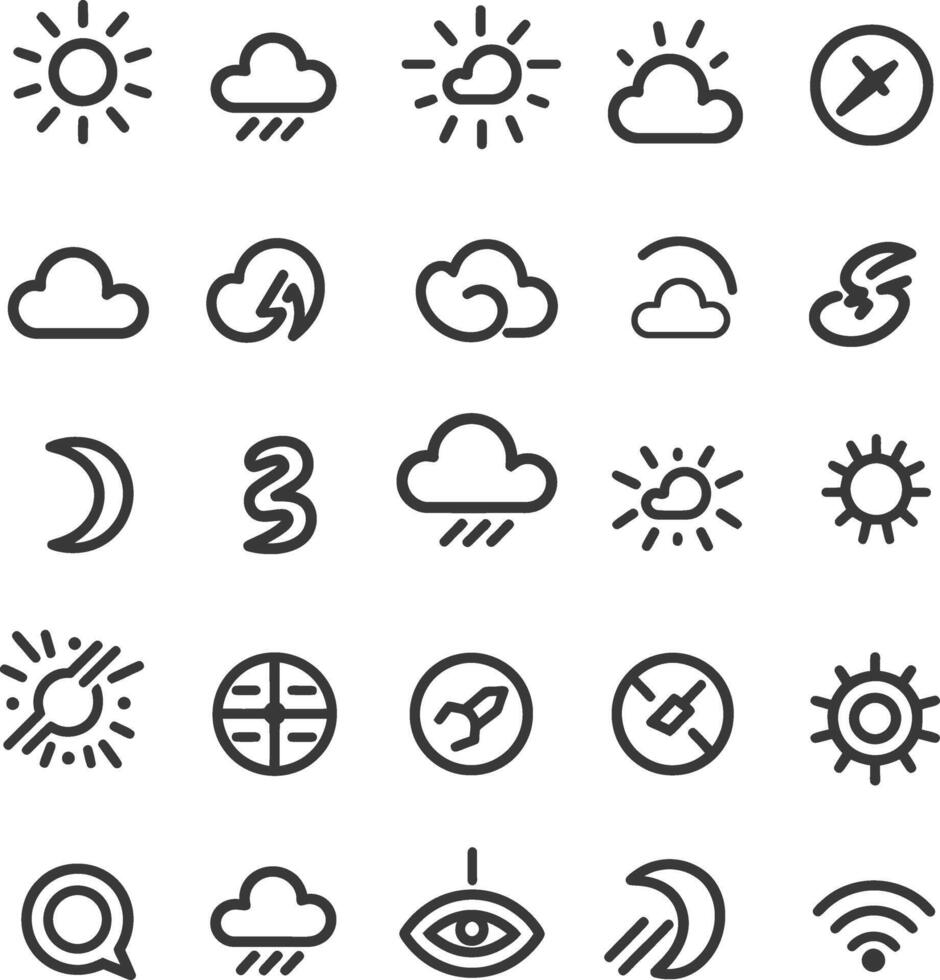 A Collection Of 25 Weather Navigation And Other Icons vector