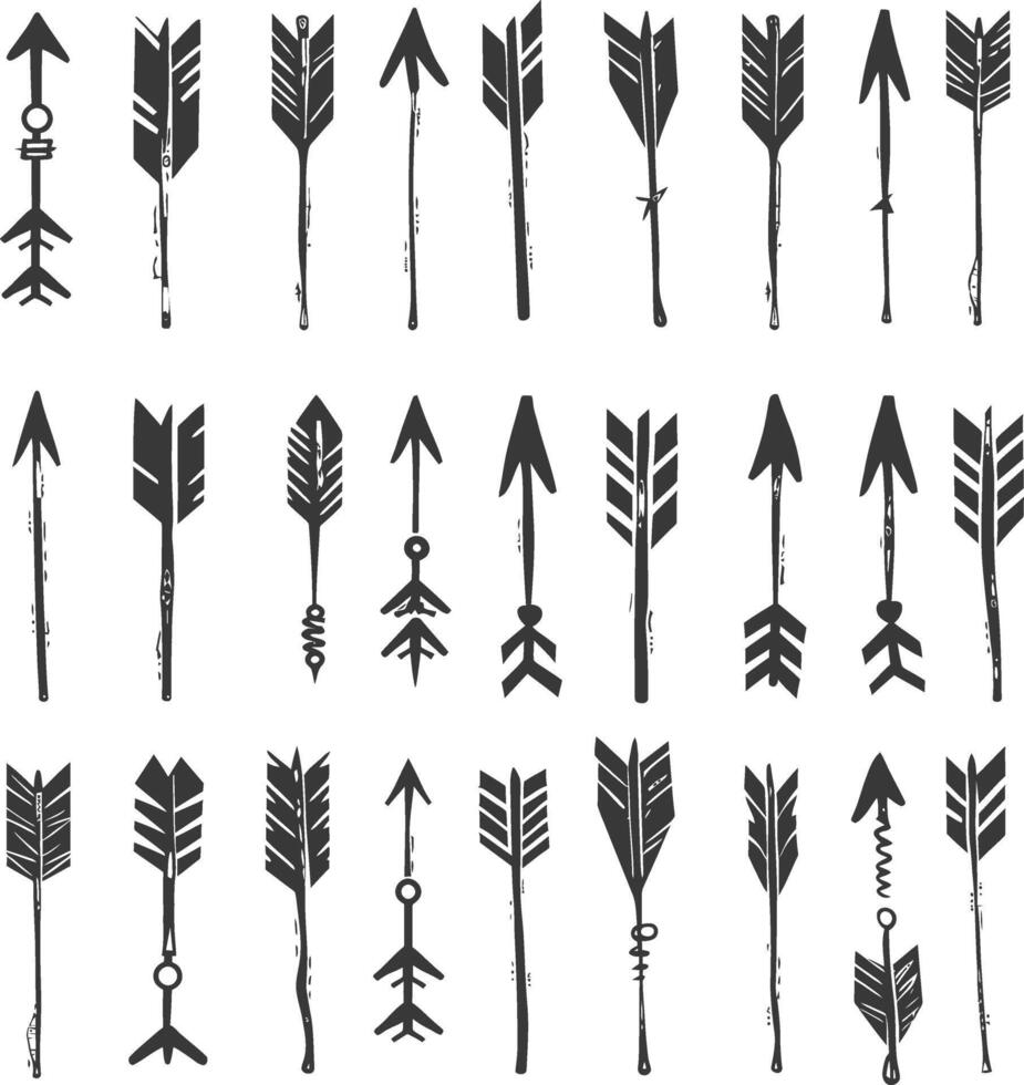 A Collection Of 24 Hand Drawn Arrow Designs vector